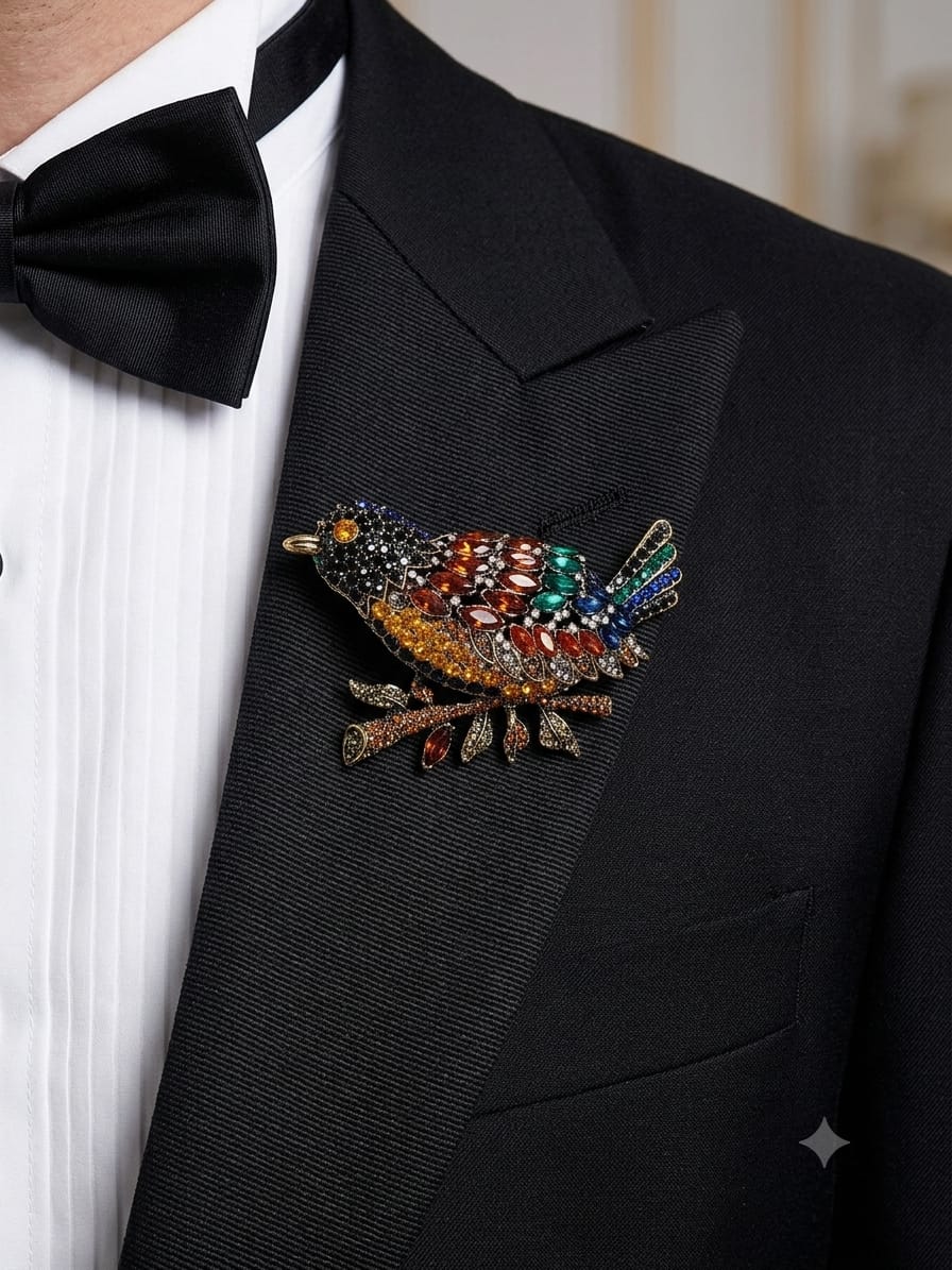 improted brooch multi color stone work 001