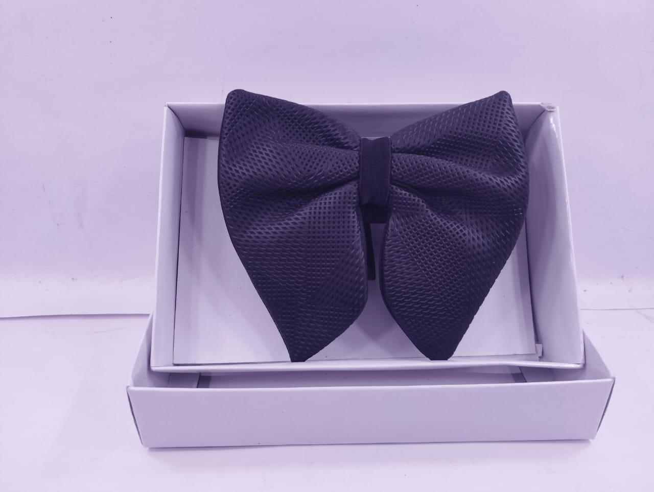 leather bow tie black butterfiy 004
